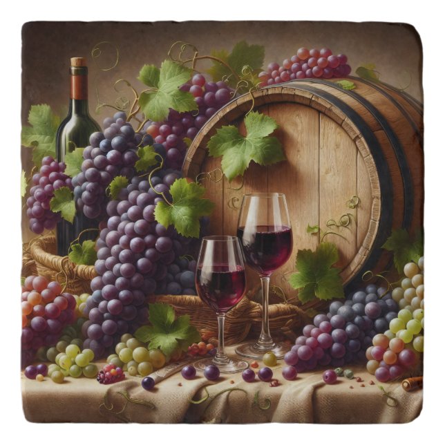 Grapes and Wine Still Life Trivet (Front)