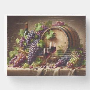 Grapes and Wine Still Life Wooden Box Sign