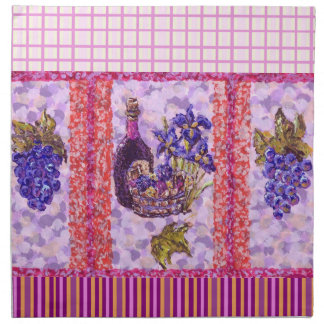 Grapes And Wine With Plaid And Stripes American Mo Napkin