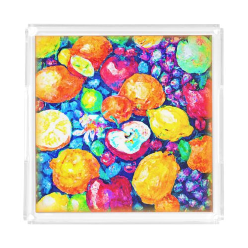 Grapes Apple and Citrus Fruits Painting Buy Now Acrylic Tray