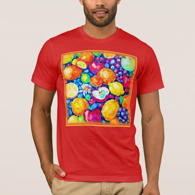 Grapes, Apple and Citrus Fruits Painting. Buy Now T-Shirt (Front)