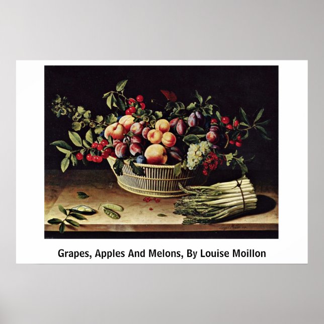 Grapes, Apples And Melons, By Louise Moillon Poster (Front)