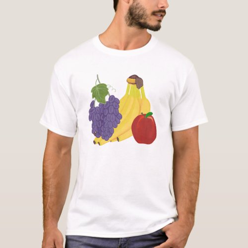 Grapes Bananas Apple Fruit Painting Tshirts