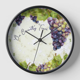 Grapes Botanical Country Kitchen Clock