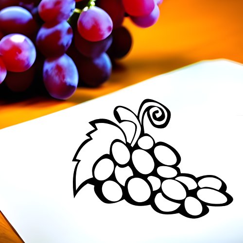 Grapes Cluster Art for Coloring Books and Crafts Rubber Stamp