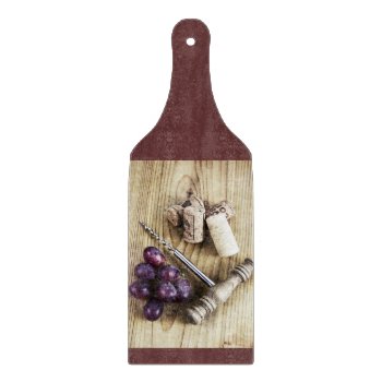 Grapes  Corks And Bottle Opener Cutting Board by myworldtravels at Zazzle