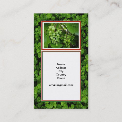 Grapes Farmers Market Winery Business Card