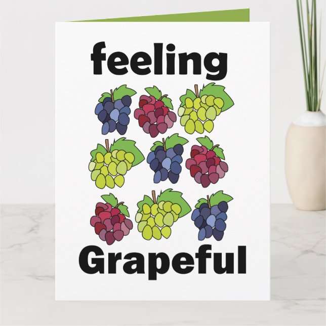 Grapes Fruit Feeling Grapeful Funny Pun Card (Front)
