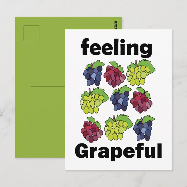 Grapes Fruit Feeling Grapeful Funny Pun Postcard (Front/Back)