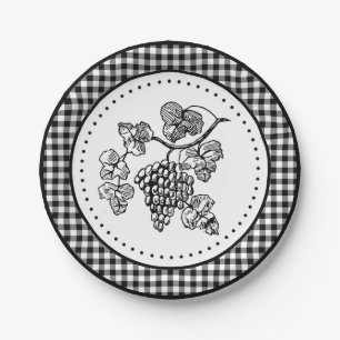 Grapes Gingham Paper Plates