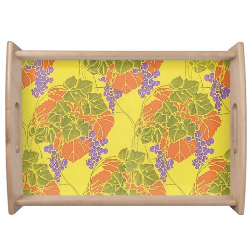 GRAPESGRAPE VINESORANGE YELLOW GREEN PURPLE  SERVING TRAY