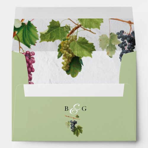 Grapes Greek Island  5x7 Wedding Invitation Envelope