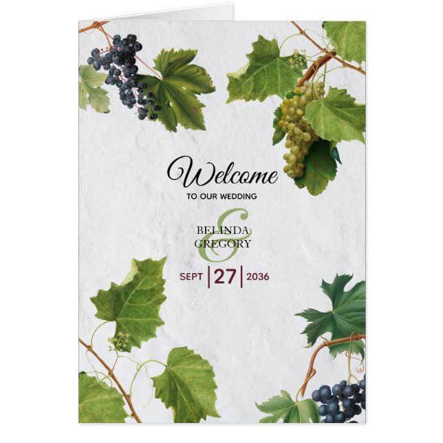 Grapes Greek Island Wedding Order of Service (Front)