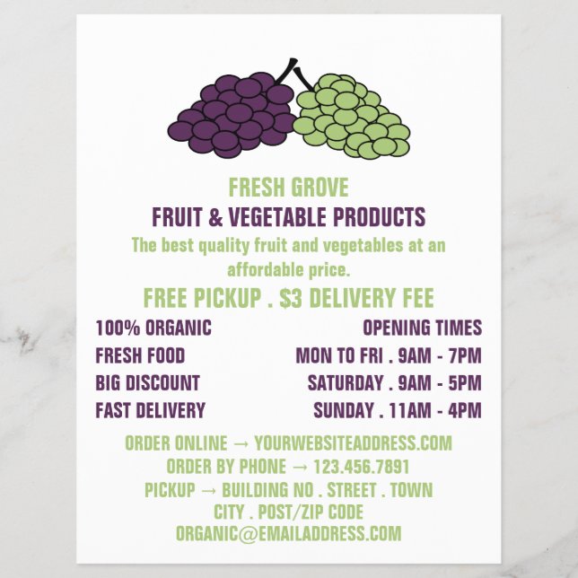 Grapes, Greengrocers Advertising Flyer (Front)