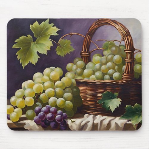 Grapes In Wicker Basket Mouse Pad