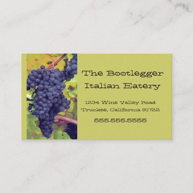Grapes Italian Restaurant or Vinyard Business Card (Front)
