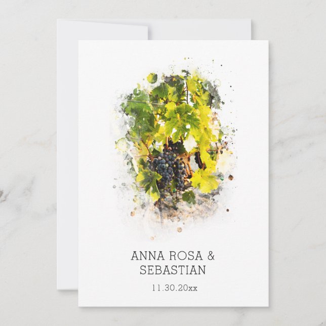 *~* Grapes  Italy AR21 QR RSVP Vineyard Wedding Invitation (Front)