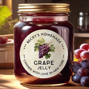 Grapes jelly vintage style canning sticker