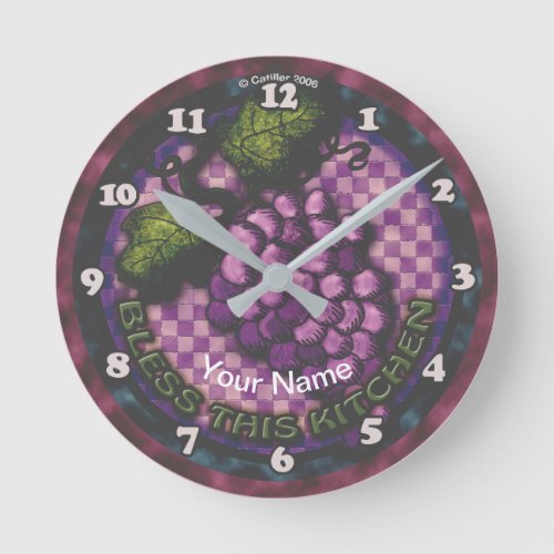 Grapes Kitchen custom name Clock