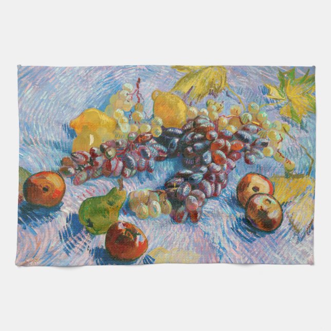 Grapes, Lemons, Pears, and Apples, Van Gogh Kitchen Towel (Horizontal)
