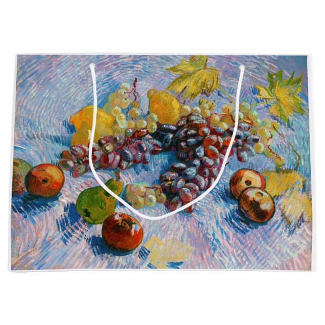 Grapes, Lemons, Pears, and Apples, Van Gogh Large Gift Bag (Front)