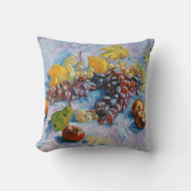 Grapes, Lemons, Pears, and Apples, Van Gogh Throw Pillow (Front)