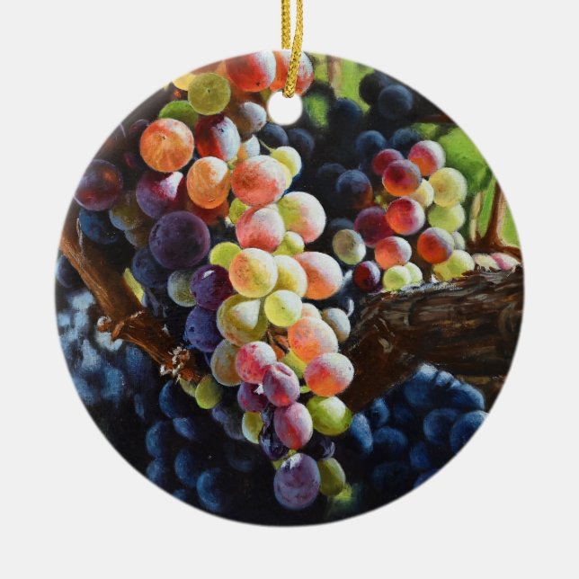 Grapes of Abundance for Wine Lovers & Wineries Ceramic Ornament (Front)