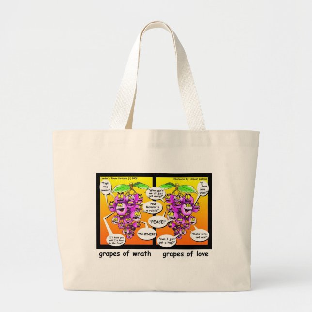 Grapes Of Wrath, Love, & War Funny Gifts & Tees Large Tote Bag (Front)