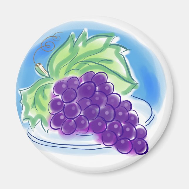 Grapes on a Plate Magnet (Front)