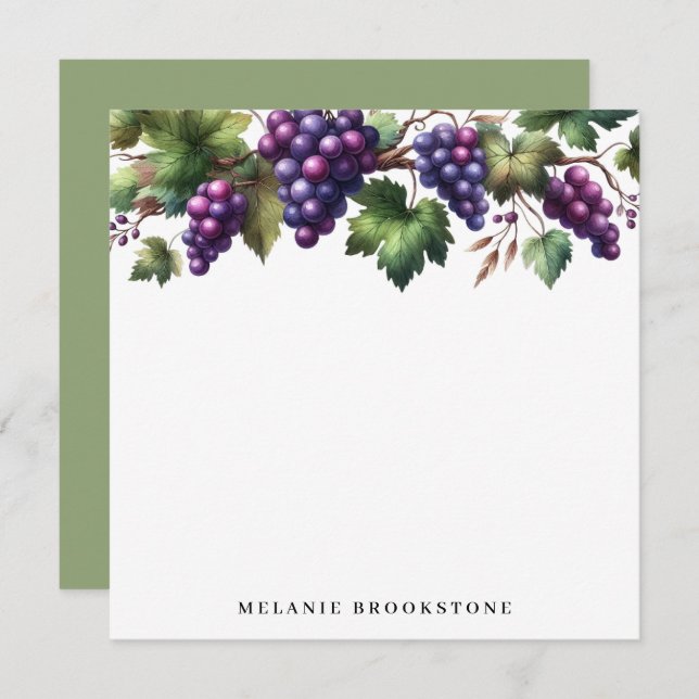 Grapes on the Vine Custom Note Card (Front/Back)