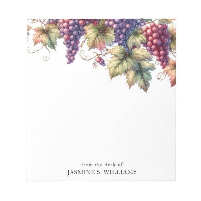 Grapes on the Vine From The Desk Of Notepad (Front)