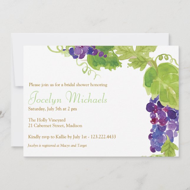 Grapes on the Vine Party Invitation (Front)
