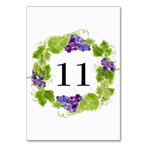 Grapes on the Vine Table Number Card