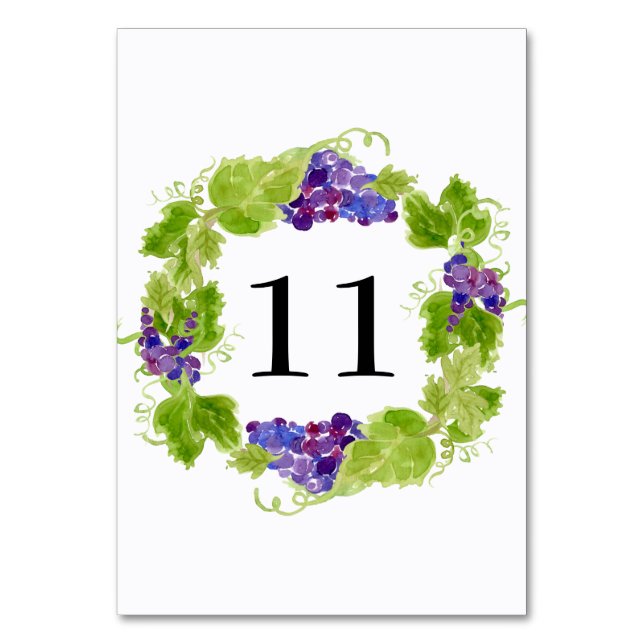 Grapes on the Vine Table Number Card (Front)