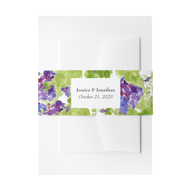 Grapes on the Vine Vertical Wedding Belly Band (Front Example)