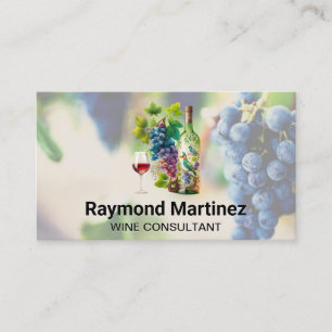 Grapes on the Vine Vineyard Glass Bottle Business Card