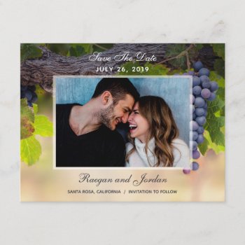 Grapes On Vines Photo Save The Date Card by marlenedesigner at Zazzle