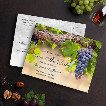 Grapes On Vines Save The Date Card by marlenedesigner at Zazzle