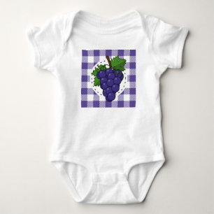 Grapes on White Violet Plaid Baby Bodysuit
