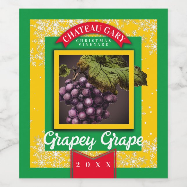Grapes personalized homemade wine Christmas Label (Single Label)