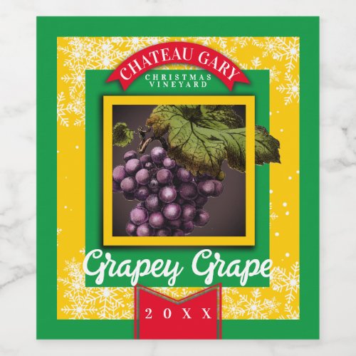 Grapes personalized homemade wine Christmas Wine Label
