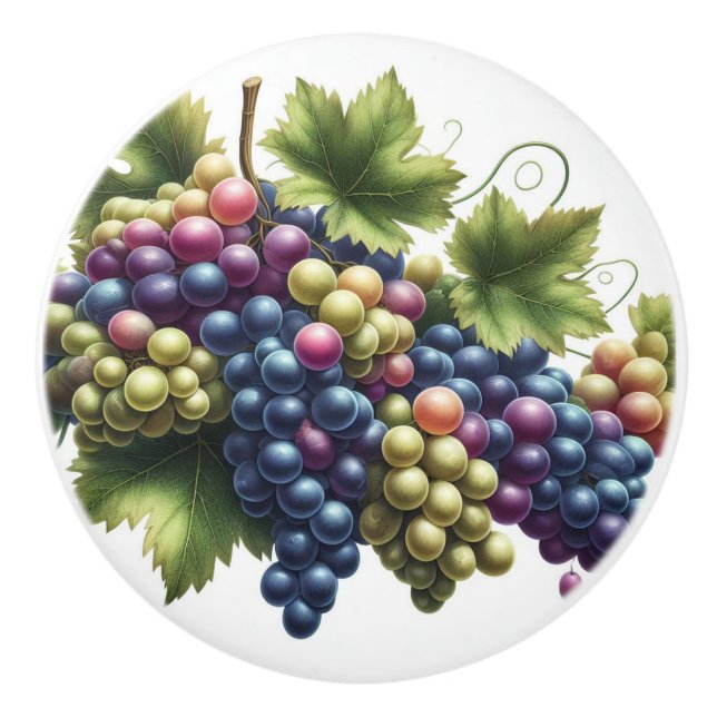Grapes Print  Ceramic Knob (Front)