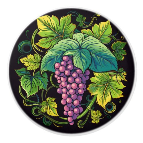 Grapes Print  Ceramic Knob