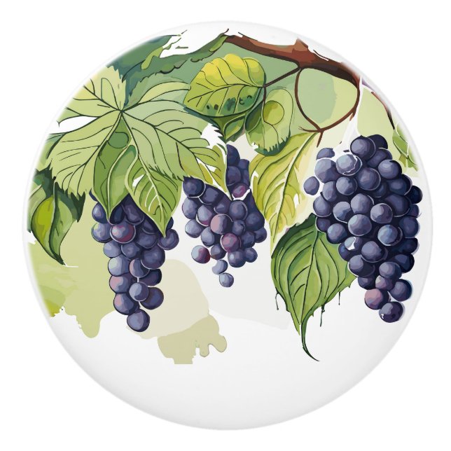 Grapes Print  Ceramic Knob (Front)