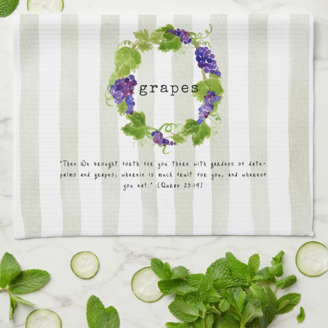 Grapes - Quran Verse Kitchen Towel (Folded)