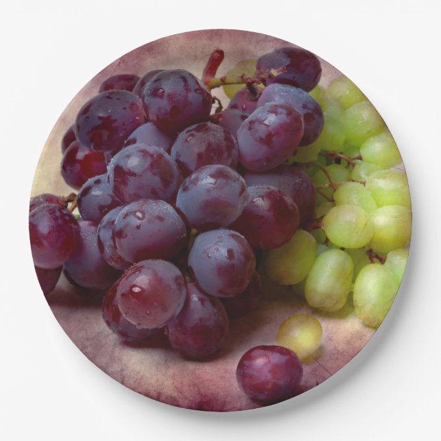 Grapes Red And Green Paper Plates (Front)