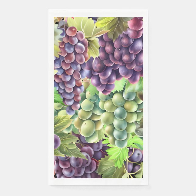 Grapes red green bunches vineyard winery paper guest towels (Front)