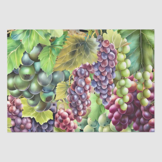 Grapes red green vine leaves vineyard farm tissue paper (Front)