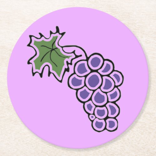 Grapes Round Paper Coaster