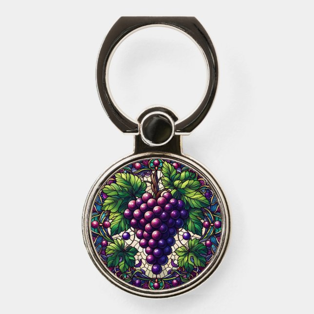 Grapes Stained Glass Phone Ring Stand (Front)
